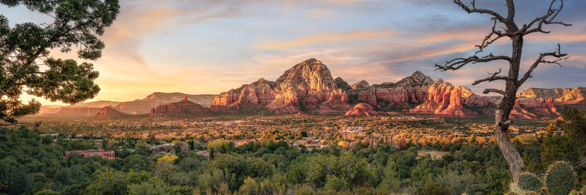 Sedona Arizona with red and orange sunset
