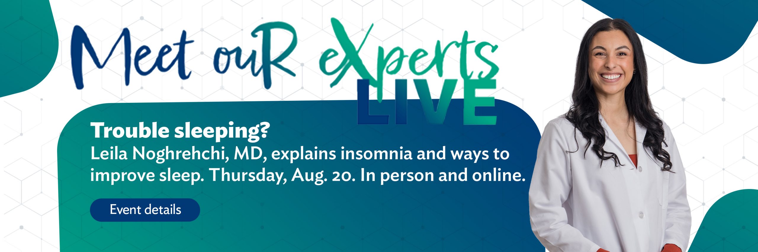Meet our Experts Live -Sleep better: Understanding insomnia banner